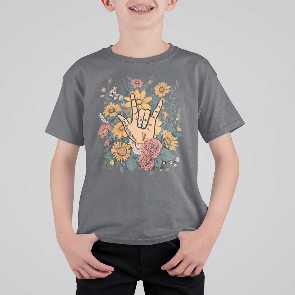 Special Education T Shirt For Kid Sign Language ASL Love Needs No Words