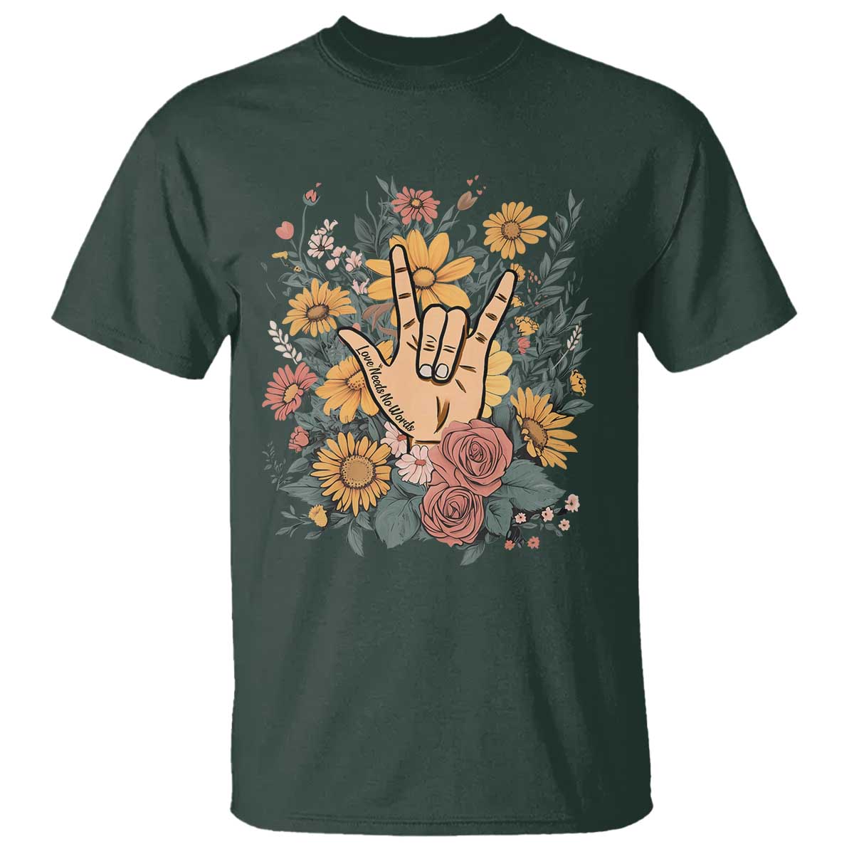Special Education T Shirt Sign Language ASL Love Needs No Words