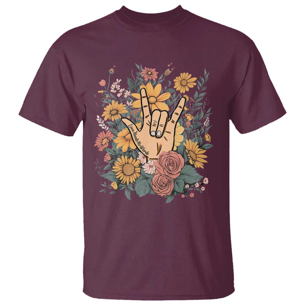 Special Education T Shirt Sign Language ASL Love Needs No Words