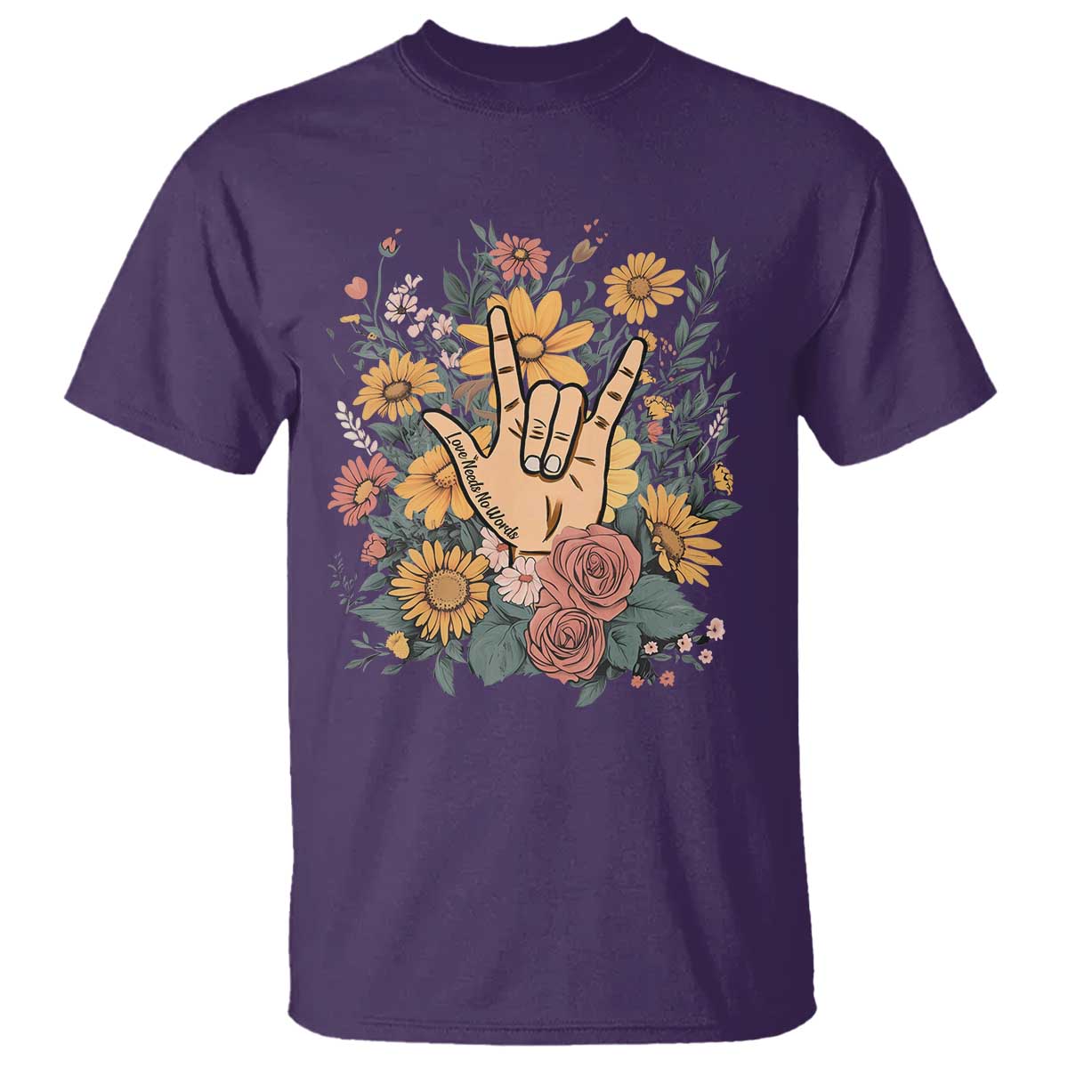 Special Education T Shirt Sign Language ASL Love Needs No Words
