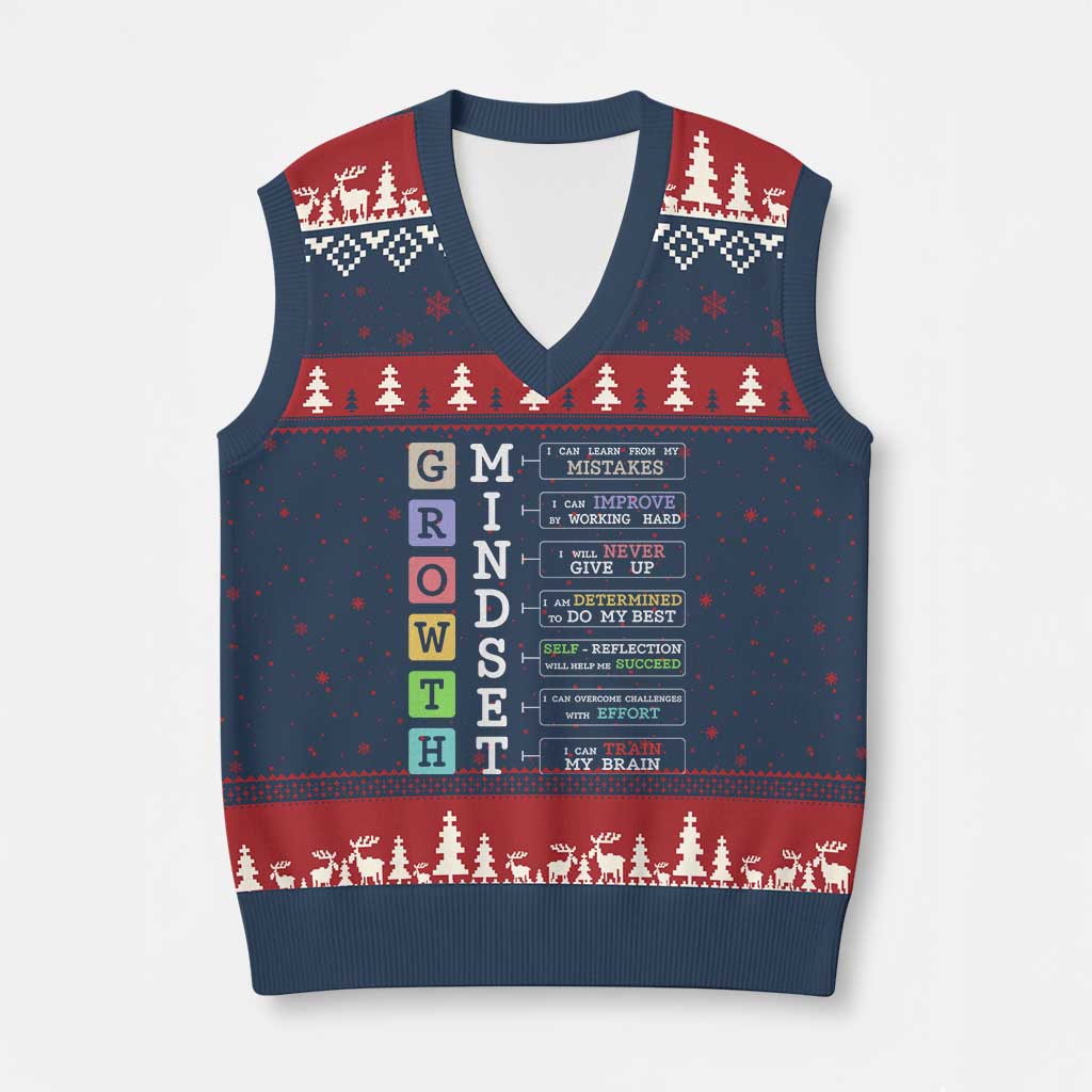 Special Education V-Neck Knit Sweater Vest Growth Mindset Positive Inspiration - Wonder Print Shop