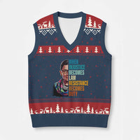Inspirational RBG V-Neck Knit Sweater Vest When Injustice Becomes Law Resistance Becomes Duty - Wonder Print Shop