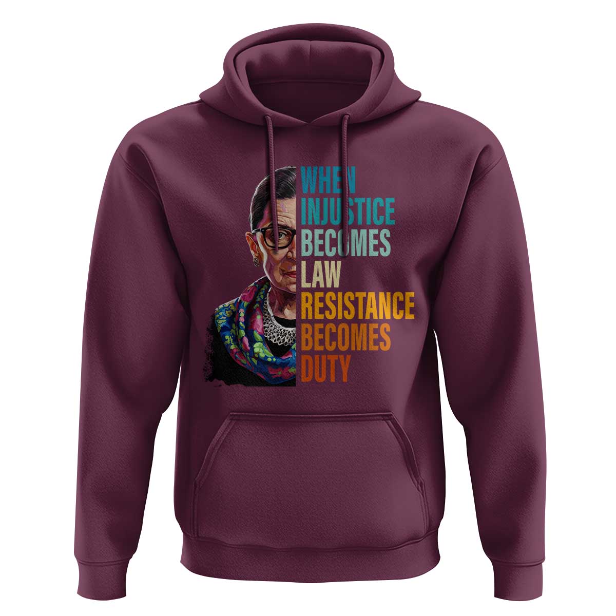Inspirational RBG Hoodie When Injustice Becomes Law Resistance Becomes Duty