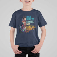 Inspirational RBG T Shirt For Kid When Injustice Becomes Law Resistance Becomes Duty