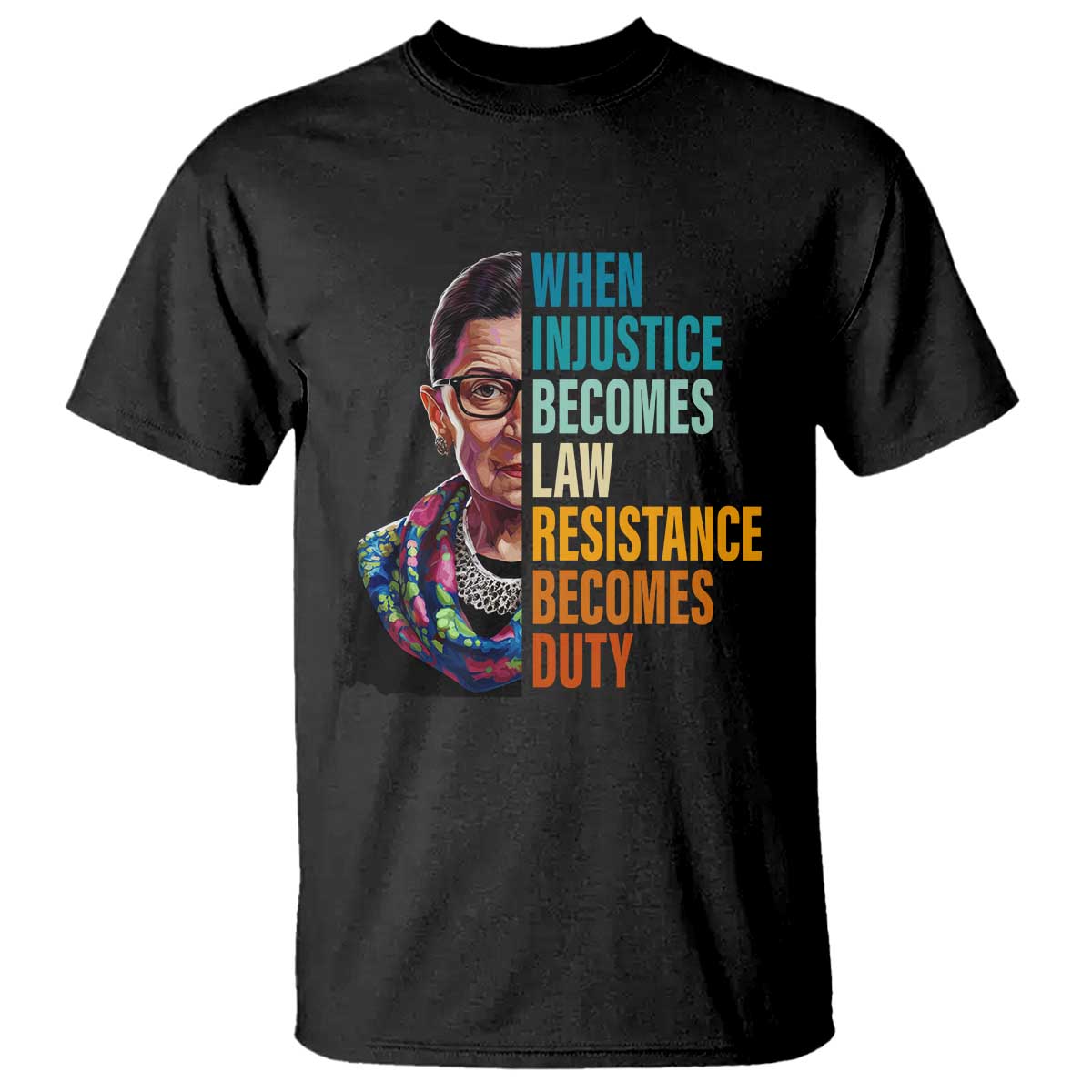 Inspirational RBG T Shirt When Injustice Becomes Law Resistance Becomes Duty