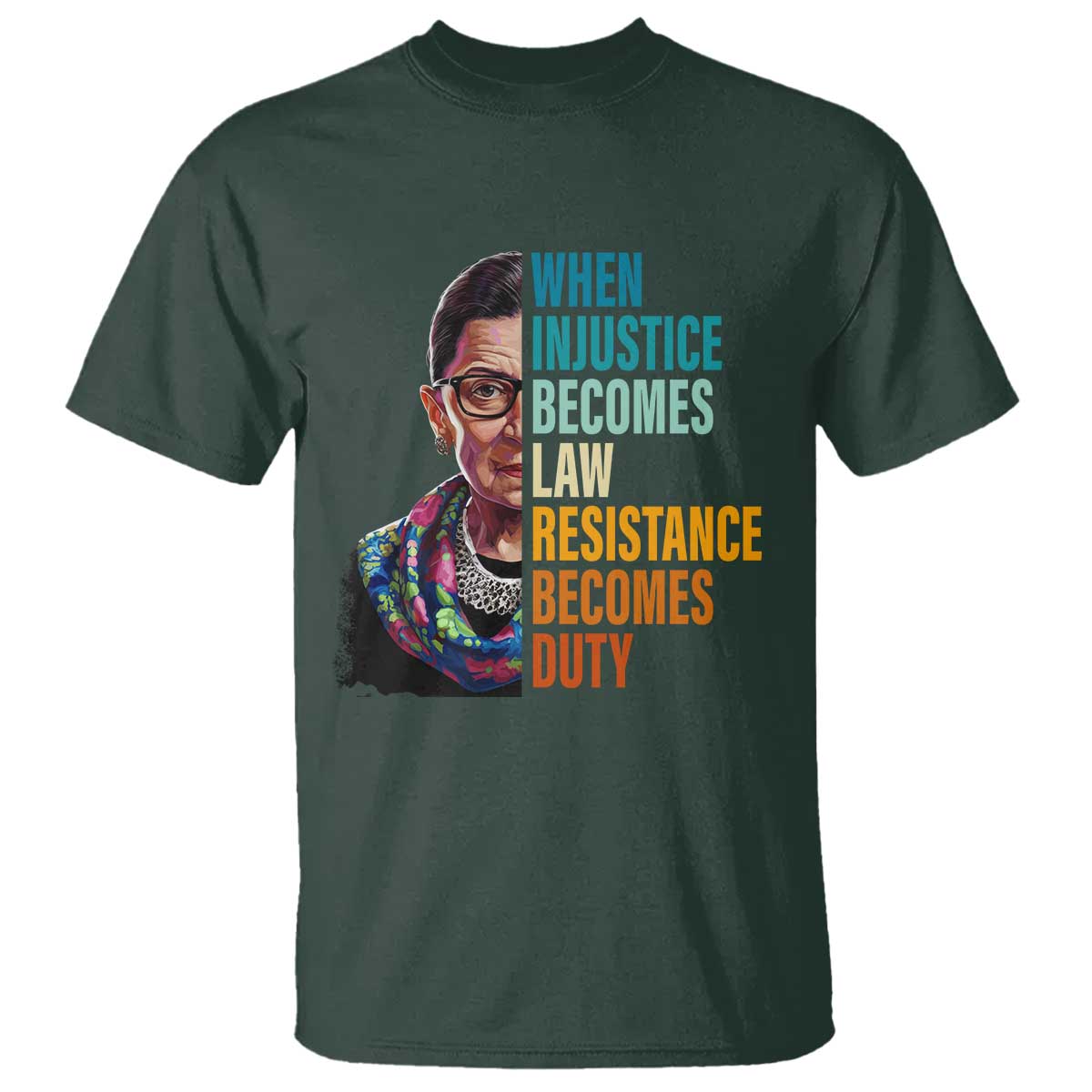 Inspirational RBG T Shirt When Injustice Becomes Law Resistance Becomes Duty