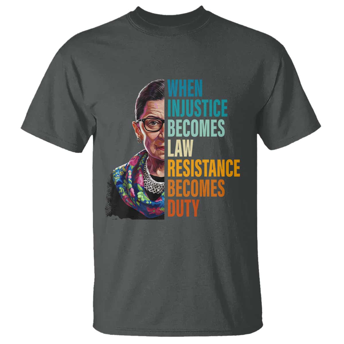 Inspirational RBG T Shirt When Injustice Becomes Law Resistance Becomes Duty