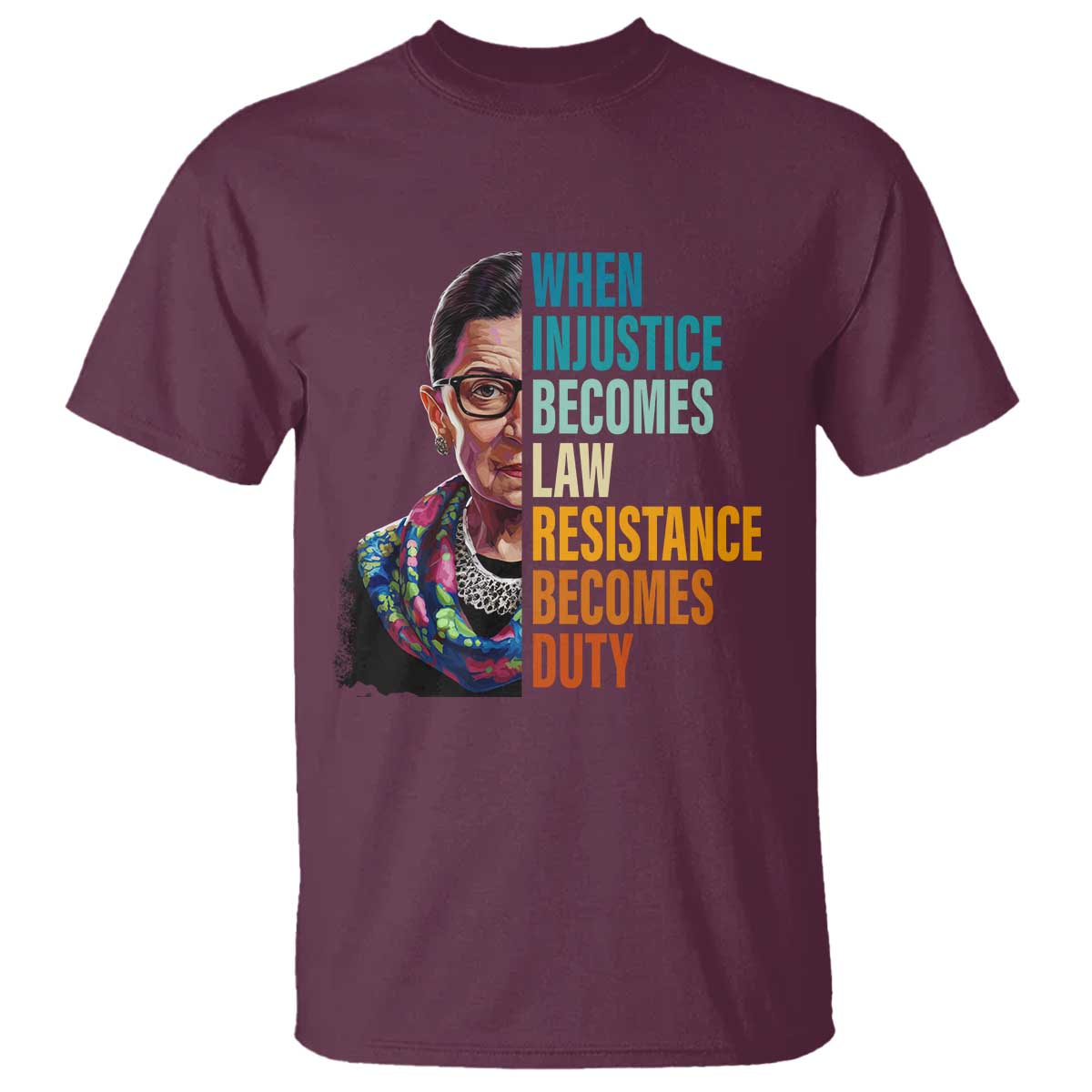 Inspirational RBG T Shirt When Injustice Becomes Law Resistance Becomes Duty