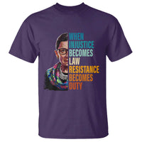 Inspirational RBG T Shirt When Injustice Becomes Law Resistance Becomes Duty