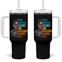 Inspirational RBG Tumbler With Handle When Injustice Becomes Law Resistance Becomes Duty