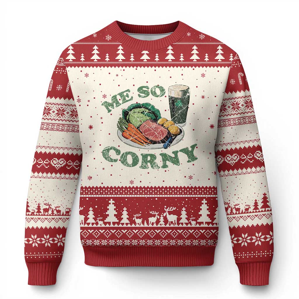 Funny Me So Corny Ugly Christmas Sweater Corned Beef And Cabbage Beer St Patrick's Day Drinking - Wonder Print Shop