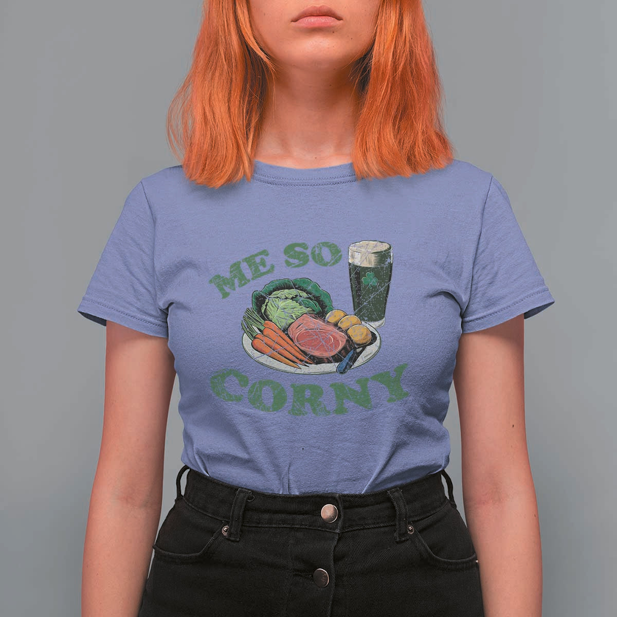 Funny Me So Corny T Shirt For Women Corned Beef And Cabbage Beer St Patrick's Day Drinking