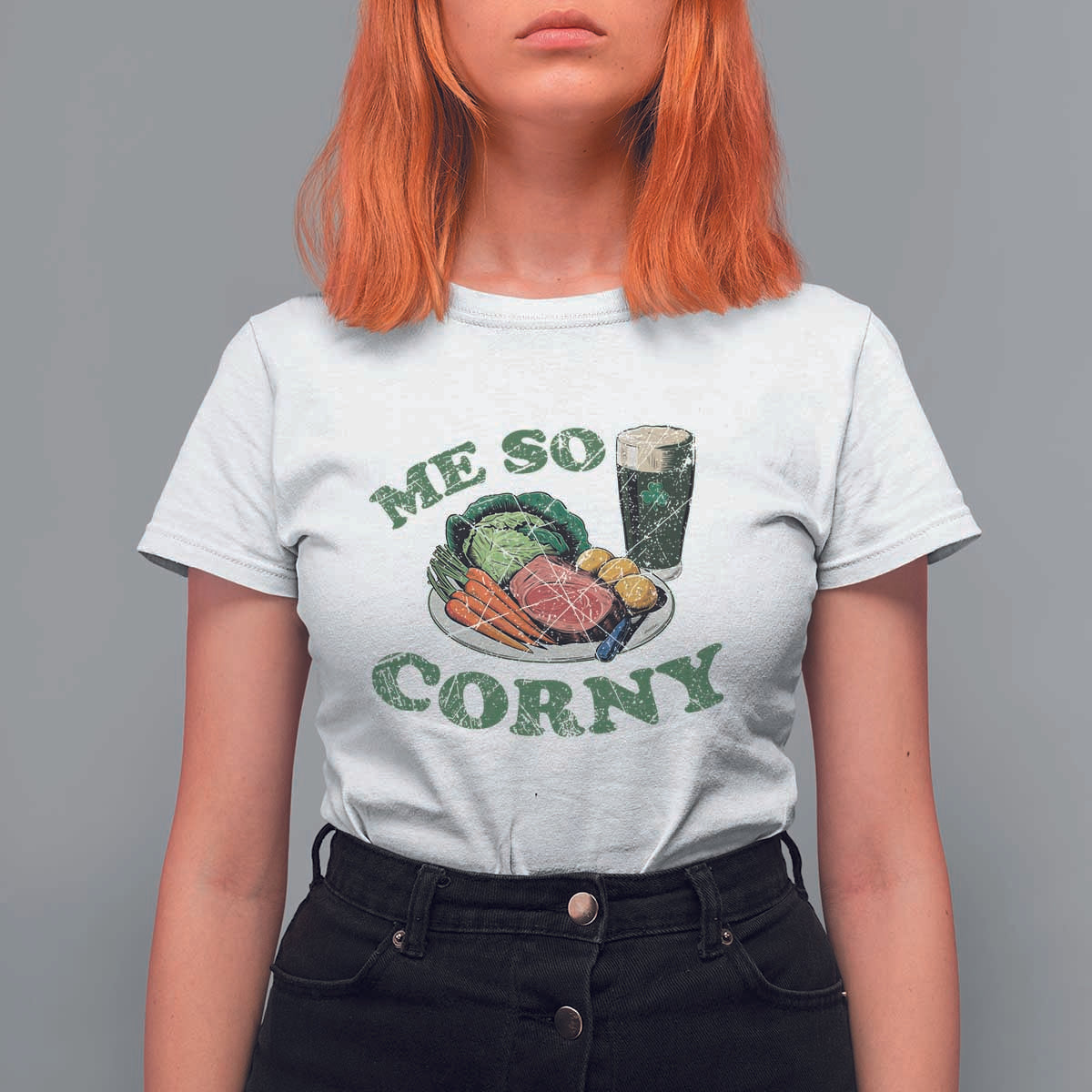 Funny Me So Corny T Shirt For Women Corned Beef And Cabbage Beer St Patrick's Day Drinking