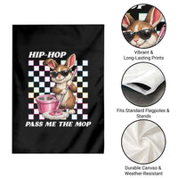 Hip Hop Easter Bunny Cleaning Pun Garden Flag Funny Rabbit with Mop
