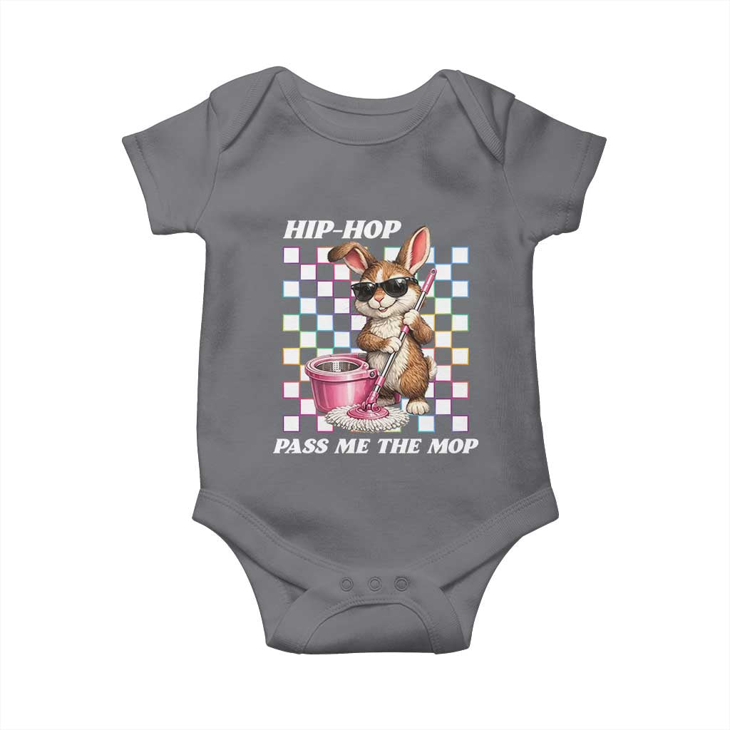 Hip Hop Easter Bunny Cleaning Pun Baby Onesie Funny Rabbit with Mop