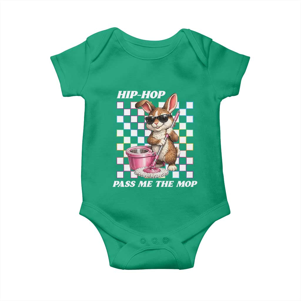 Hip Hop Easter Bunny Cleaning Pun Baby Onesie Funny Rabbit with Mop