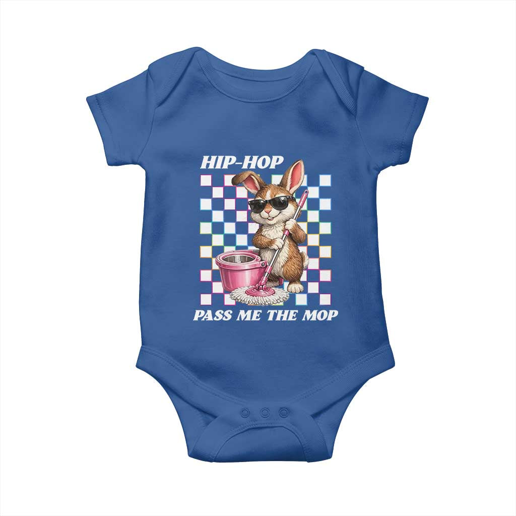 Hip Hop Easter Bunny Cleaning Pun Baby Onesie Funny Rabbit with Mop