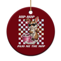 Hip Hop Easter Bunny Cleaning Pun Ceramic Ornament Funny Rabbit with Mop