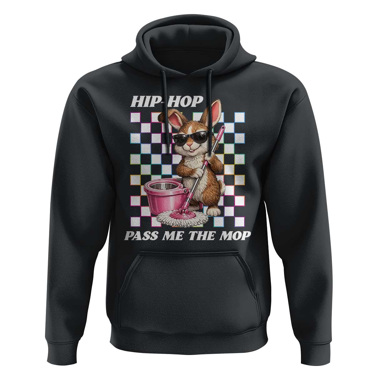 Hip Hop Easter Bunny Cleaning Pun Hoodie Funny Rabbit with Mop