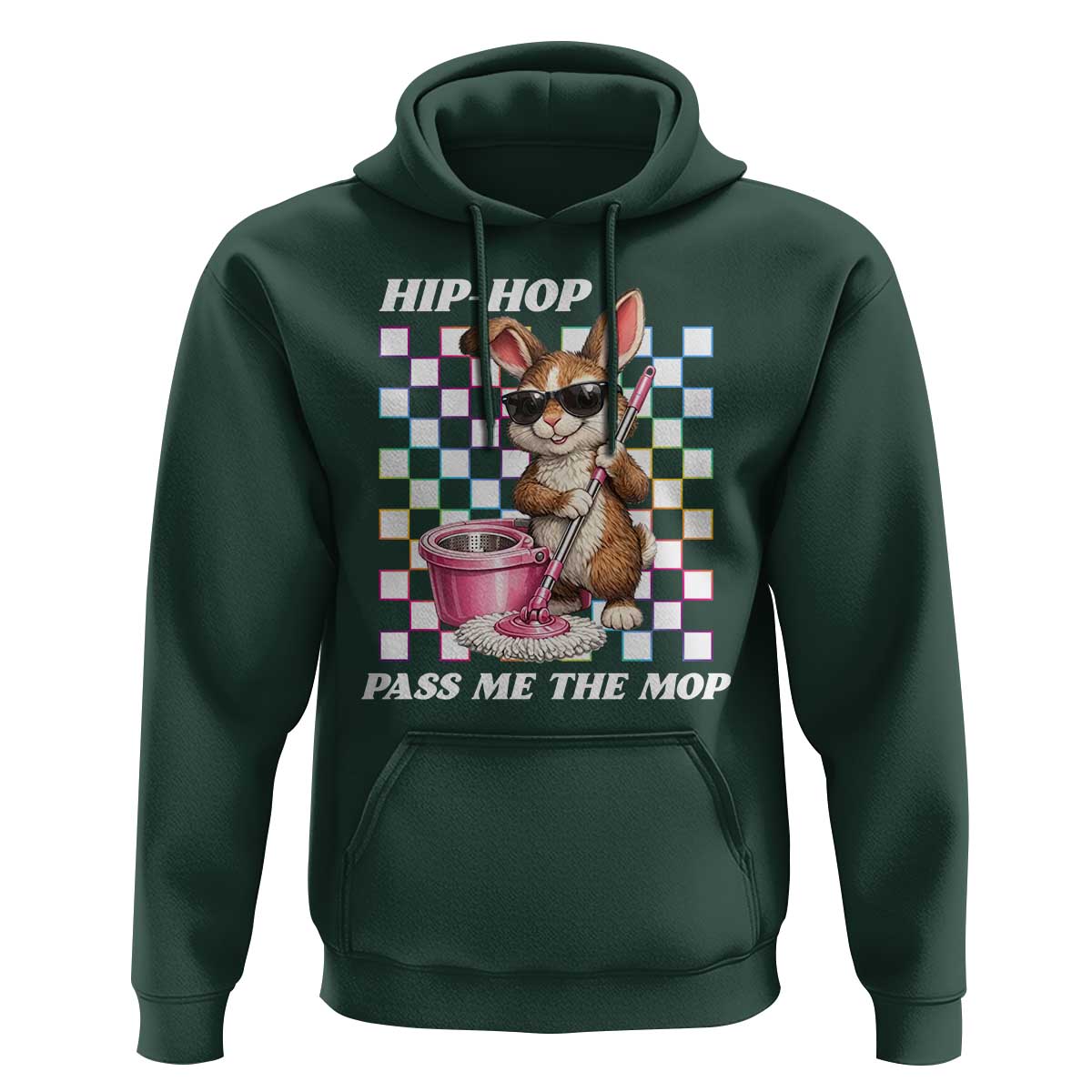 Hip Hop Easter Bunny Cleaning Pun Hoodie Funny Rabbit with Mop