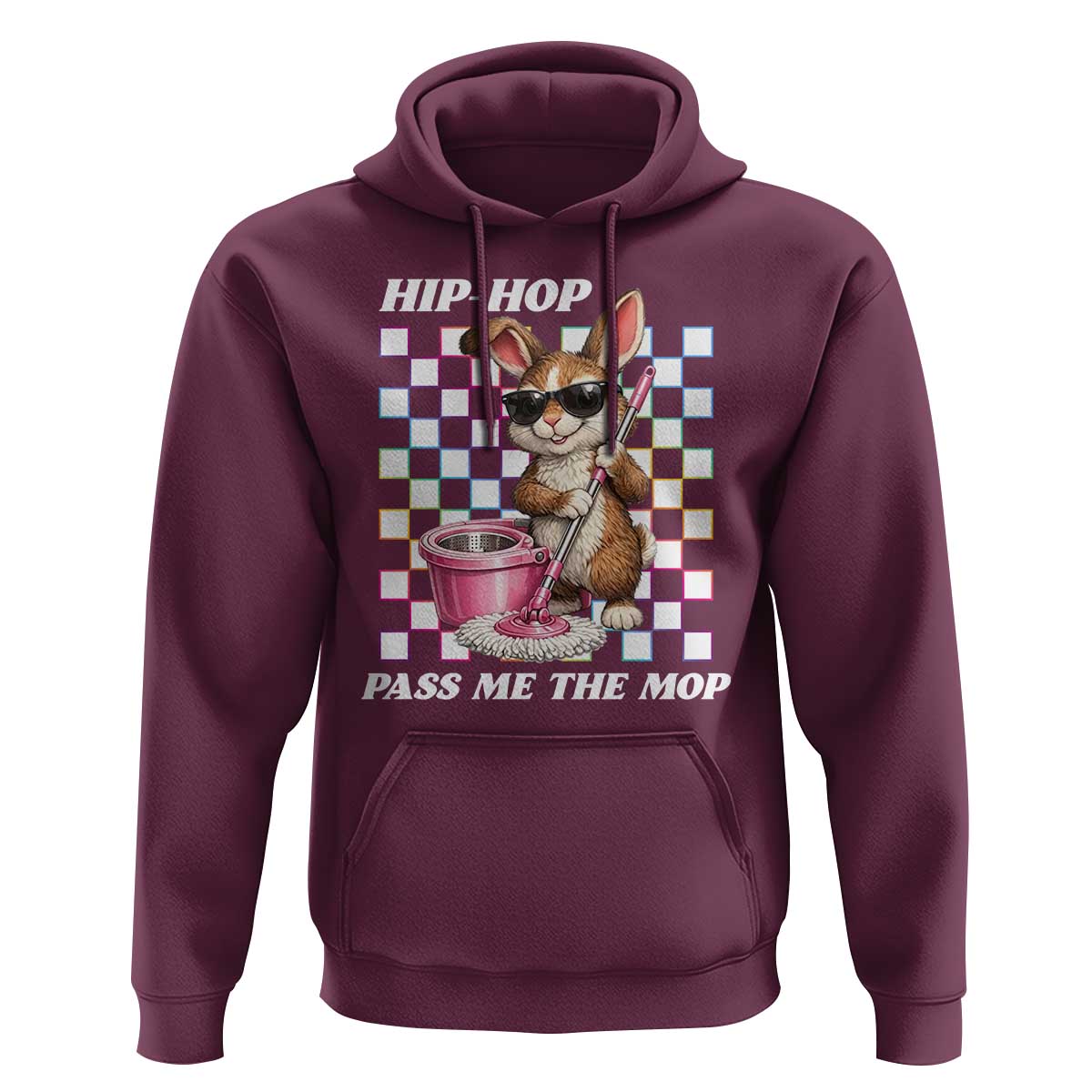 Hip Hop Easter Bunny Cleaning Pun Hoodie Funny Rabbit with Mop