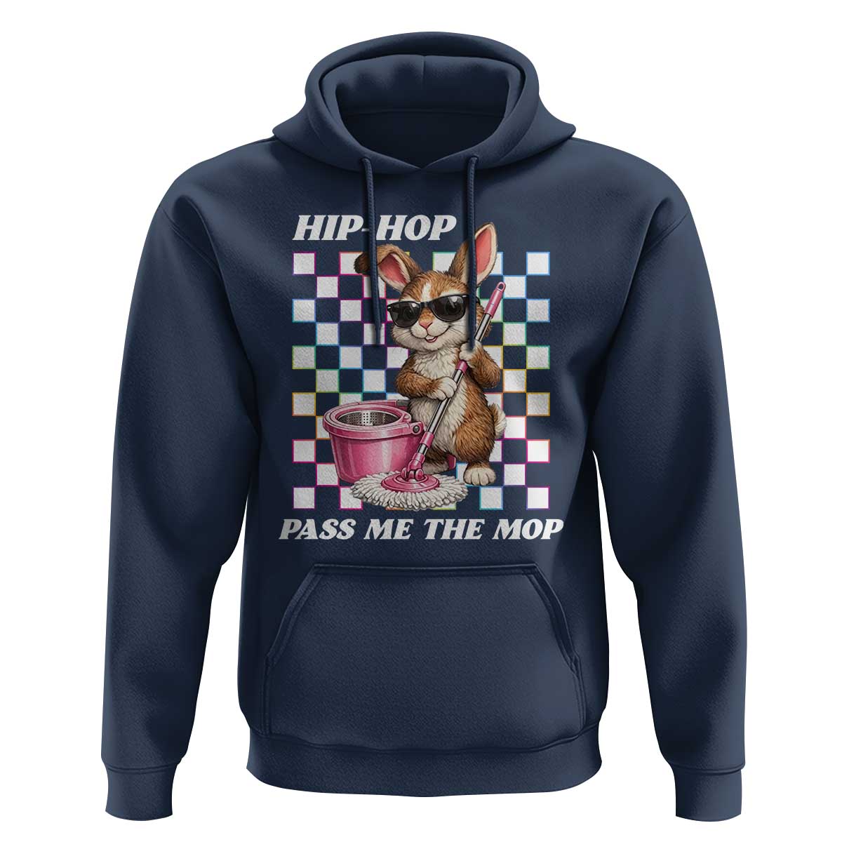 Hip Hop Easter Bunny Cleaning Pun Hoodie Funny Rabbit with Mop