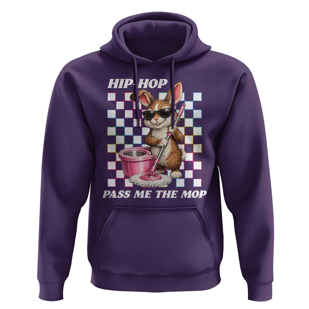 Hip Hop Easter Bunny Cleaning Pun Hoodie Funny Rabbit with Mop