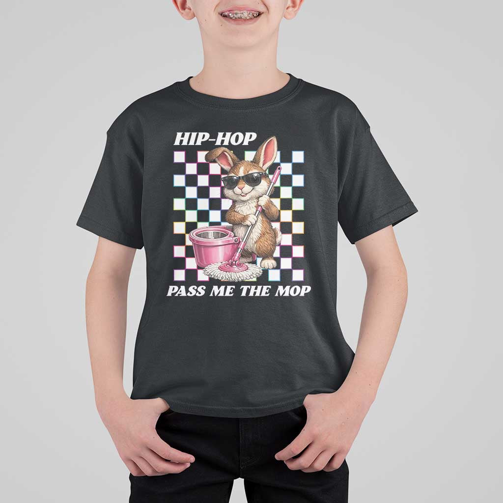 Hip Hop Easter Bunny Cleaning Pun T Shirt For Kid Funny Rabbit with Mop