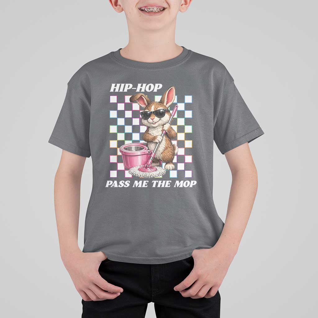 Hip Hop Easter Bunny Cleaning Pun T Shirt For Kid Funny Rabbit with Mop