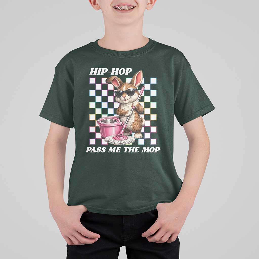 Hip Hop Easter Bunny Cleaning Pun T Shirt For Kid Funny Rabbit with Mop