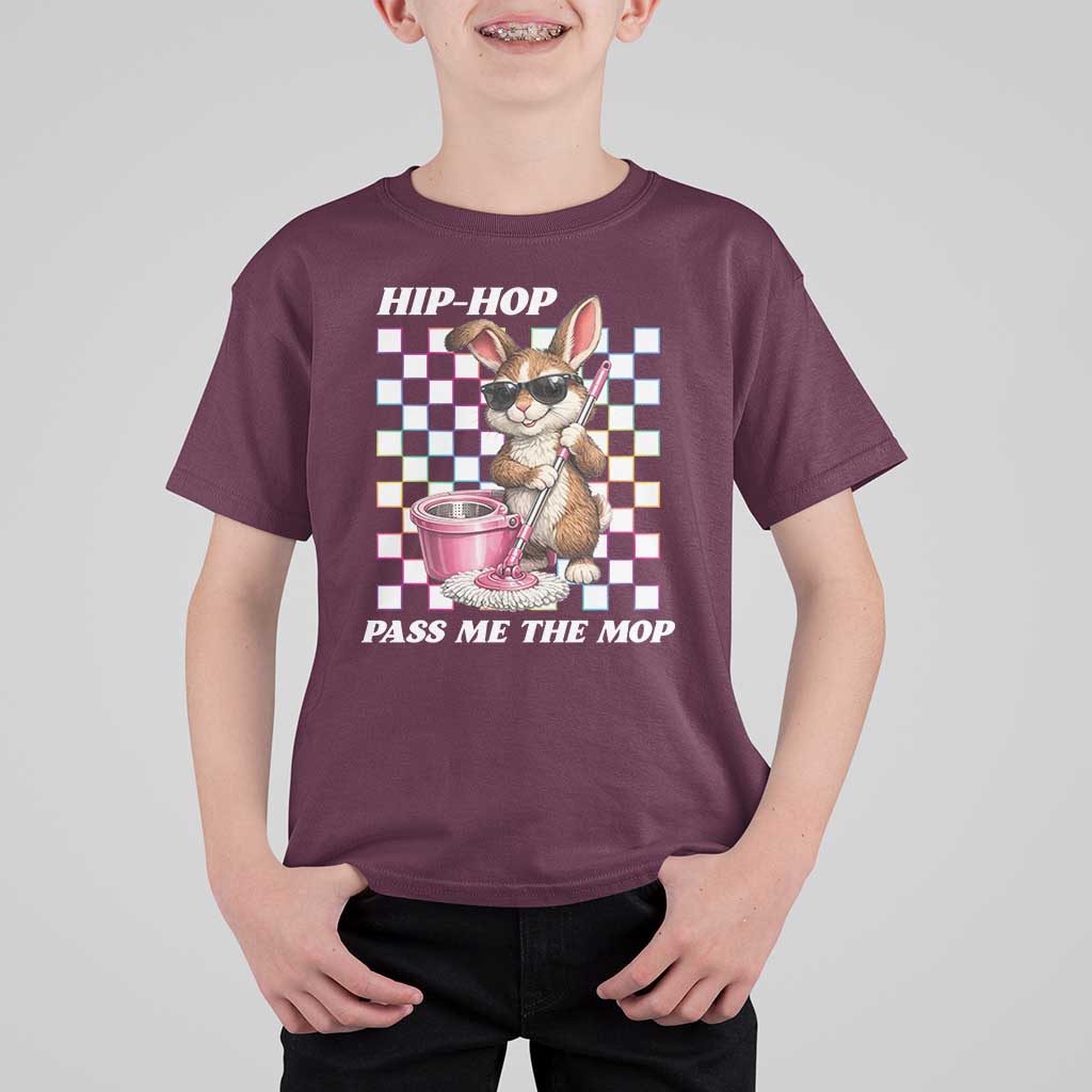 Hip Hop Easter Bunny Cleaning Pun T Shirt For Kid Funny Rabbit with Mop