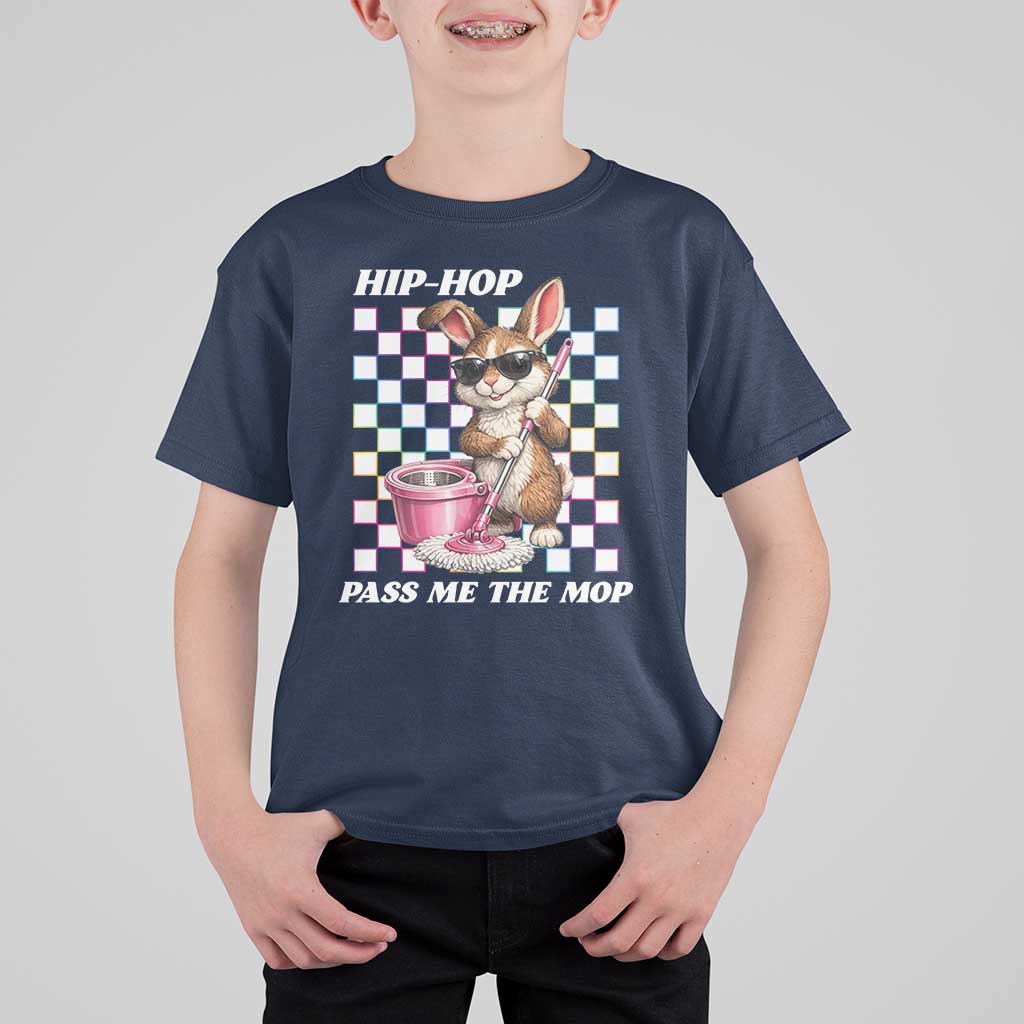 Hip Hop Easter Bunny Cleaning Pun T Shirt For Kid Funny Rabbit with Mop