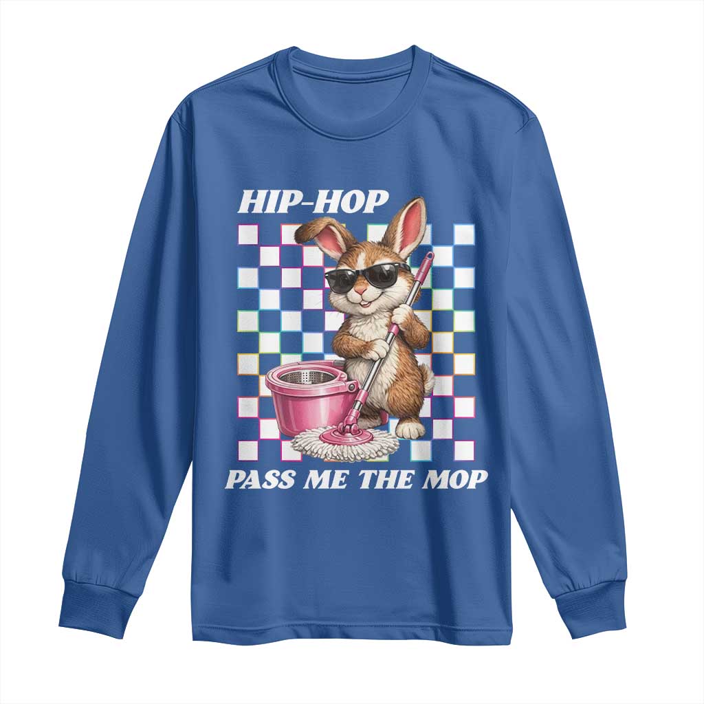 Hip Hop Easter Bunny Cleaning Pun Long Sleeve Shirt Funny Rabbit with Mop