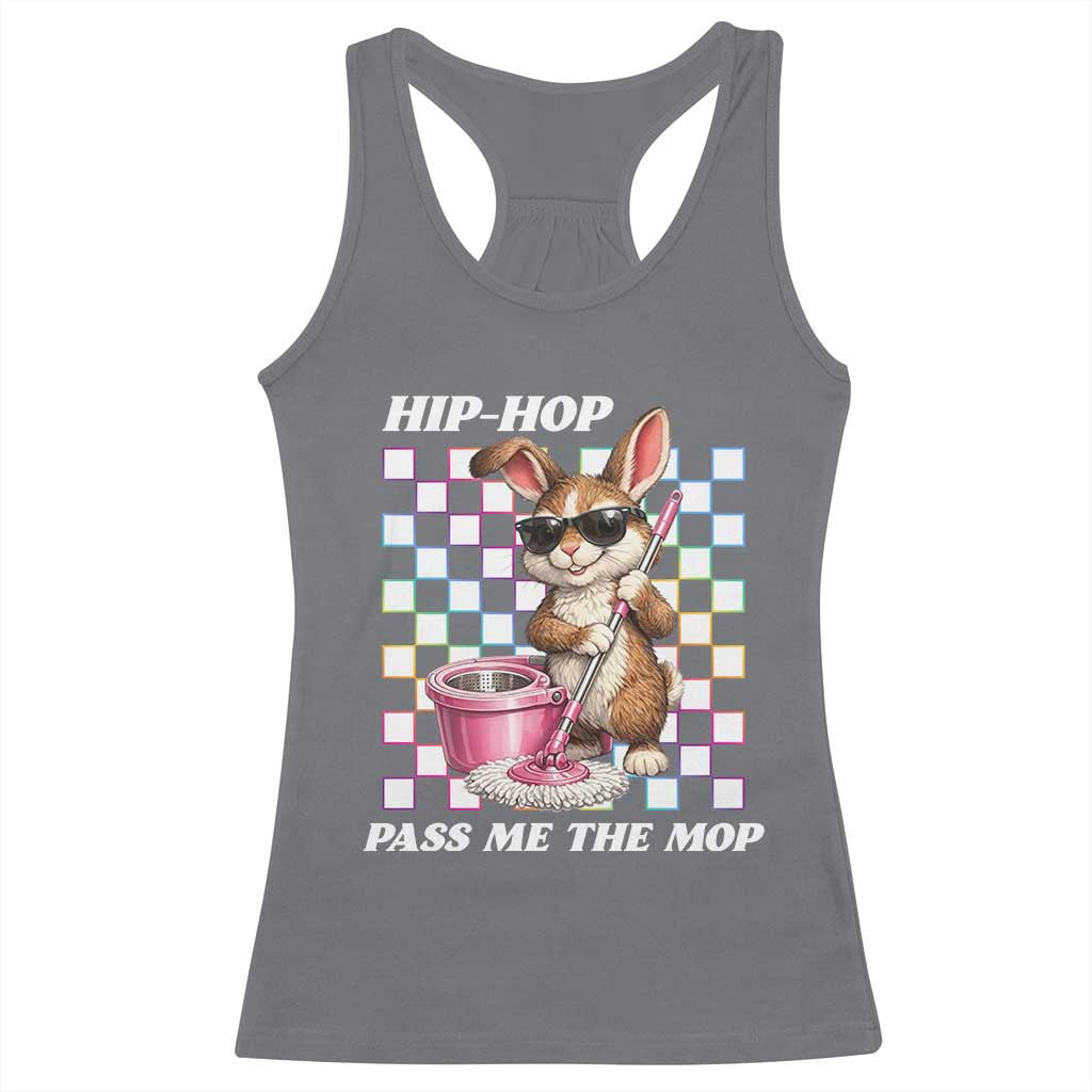 Hip Hop Easter Bunny Cleaning Pun Racerback Tank Top Funny Rabbit with Mop