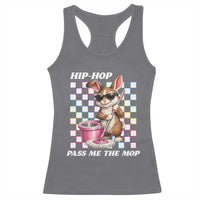 Hip Hop Easter Bunny Cleaning Pun Racerback Tank Top Funny Rabbit with Mop