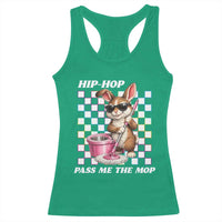 Hip Hop Easter Bunny Cleaning Pun Racerback Tank Top Funny Rabbit with Mop