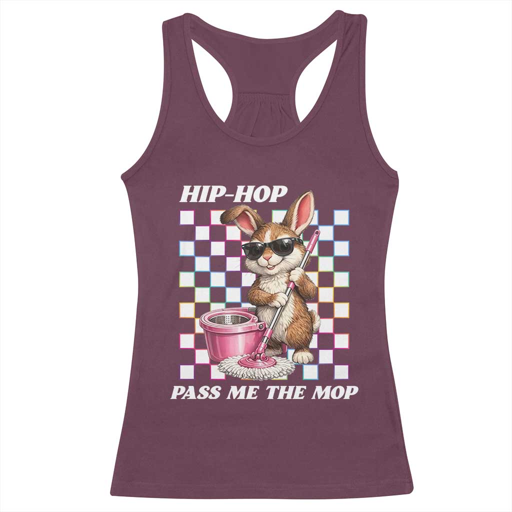 Hip Hop Easter Bunny Cleaning Pun Racerback Tank Top Funny Rabbit with Mop