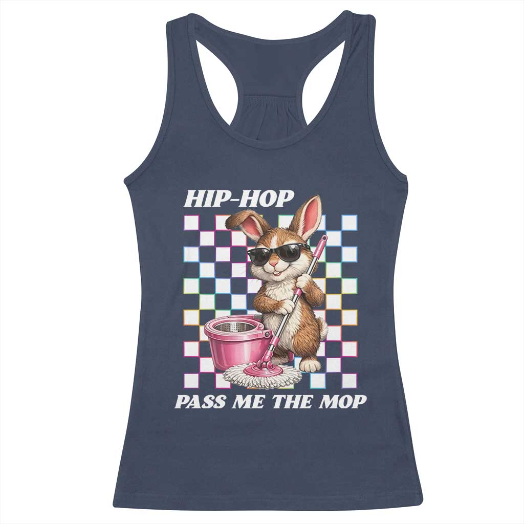 Hip Hop Easter Bunny Cleaning Pun Racerback Tank Top Funny Rabbit with Mop