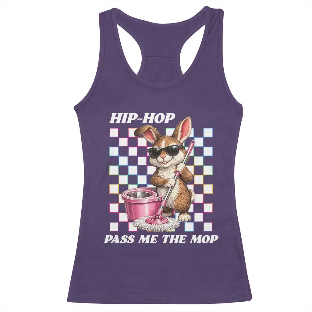 Hip Hop Easter Bunny Cleaning Pun Racerback Tank Top Funny Rabbit with Mop