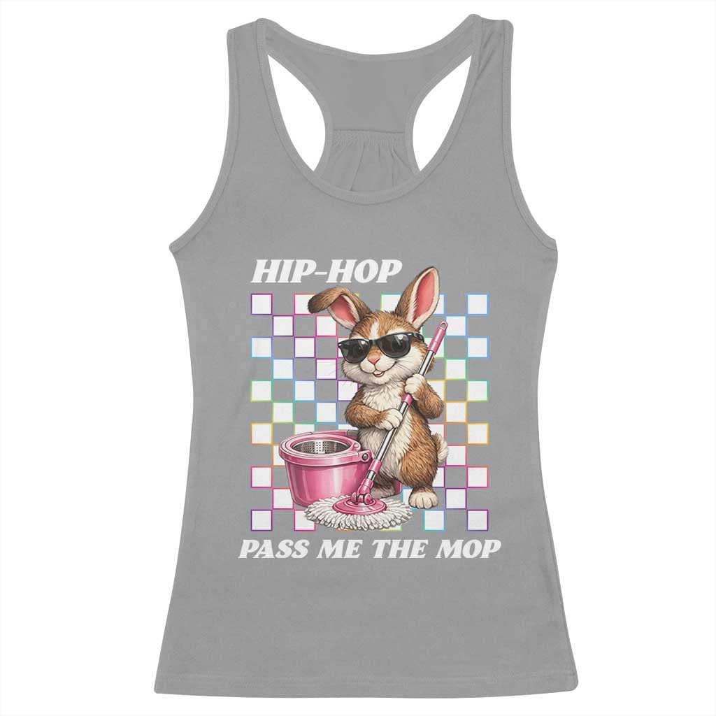Hip Hop Easter Bunny Cleaning Pun Racerback Tank Top Funny Rabbit with Mop