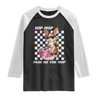 Hip Hop Easter Bunny Cleaning Pun Raglan Shirt Funny Rabbit with Mop