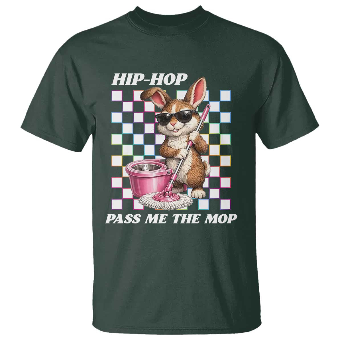 Hip Hop Easter Bunny Cleaning Pun T Shirt Funny Rabbit with Mop