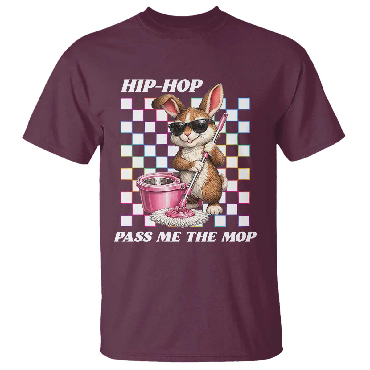 Hip Hop Easter Bunny Cleaning Pun T Shirt Funny Rabbit with Mop