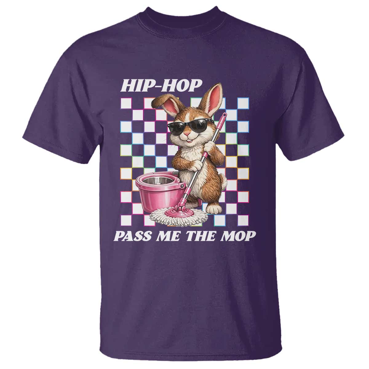 Hip Hop Easter Bunny Cleaning Pun T Shirt Funny Rabbit with Mop