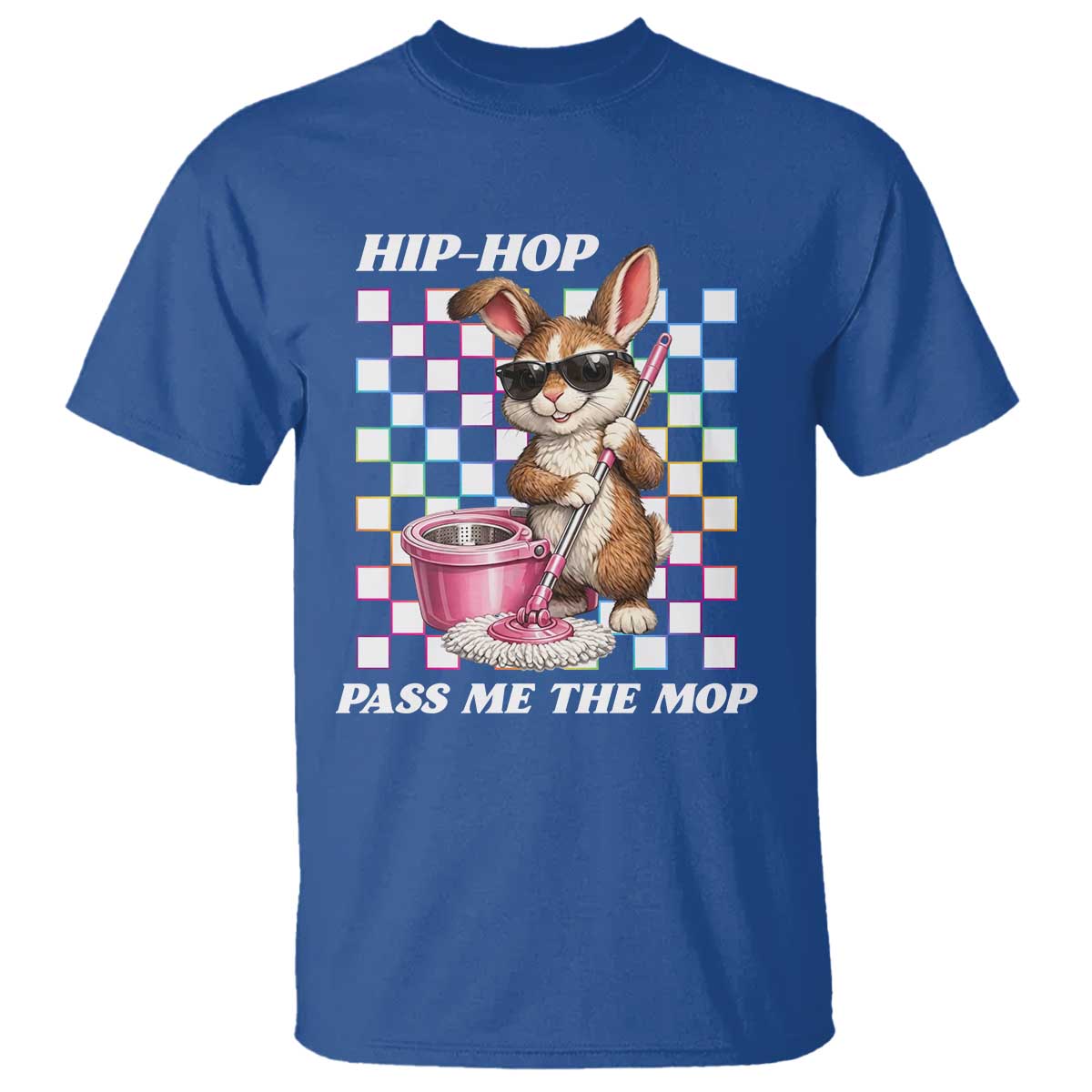 Hip Hop Easter Bunny Cleaning Pun T Shirt Funny Rabbit with Mop