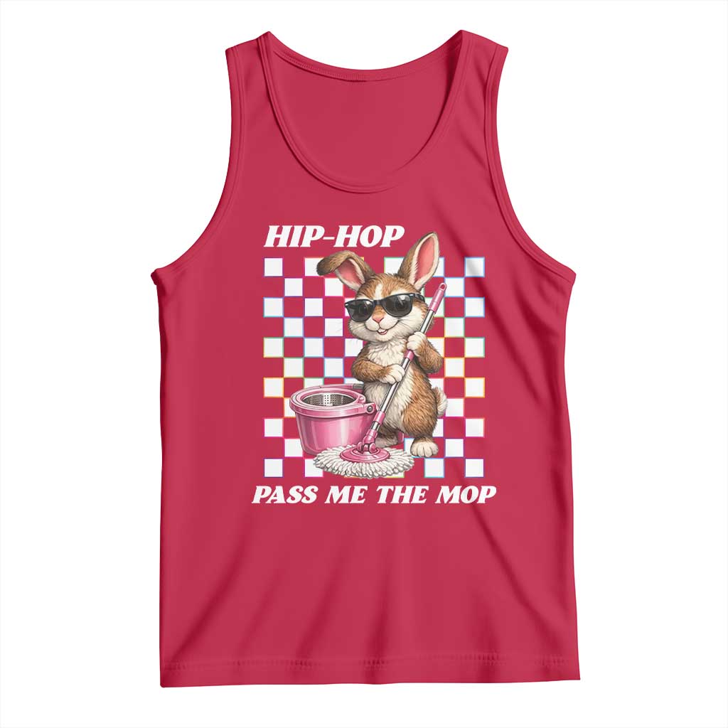 Hip Hop Easter Bunny Cleaning Pun Tank Top Funny Rabbit with Mop