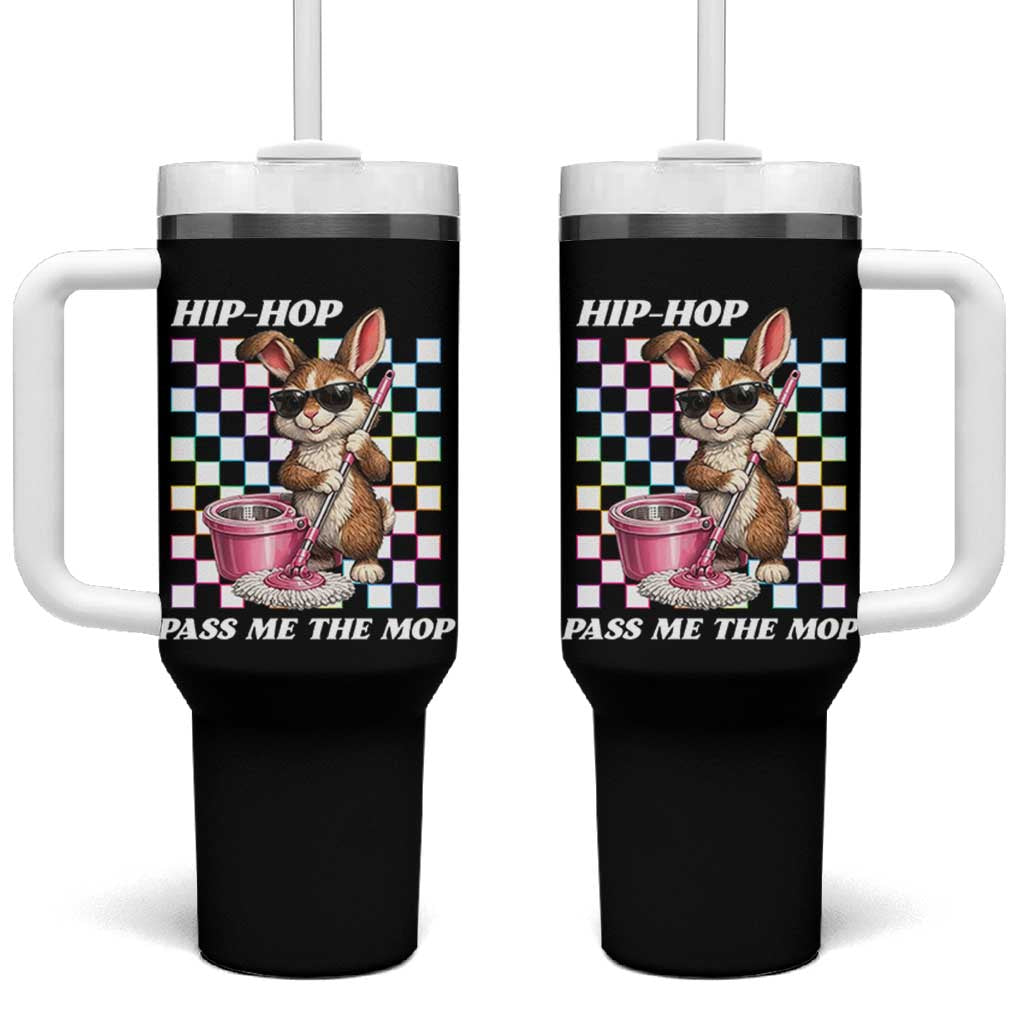 Hip Hop Easter Bunny Cleaning Pun Tumbler With Handle Funny Rabbit with Mop