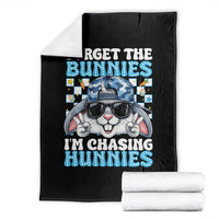 Funny Easter Bunny Forget the Bunnies I’m Chasing Hunnies Throw Blanket Cool Rabbit with Sunglasses & Hat Humor
