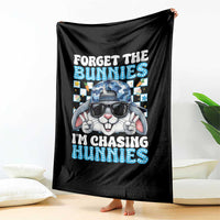 Funny Easter Bunny Forget the Bunnies I’m Chasing Hunnies Throw Blanket Cool Rabbit with Sunglasses & Hat Humor