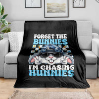 Funny Easter Bunny Forget the Bunnies I’m Chasing Hunnies Throw Blanket Cool Rabbit with Sunglasses & Hat Humor